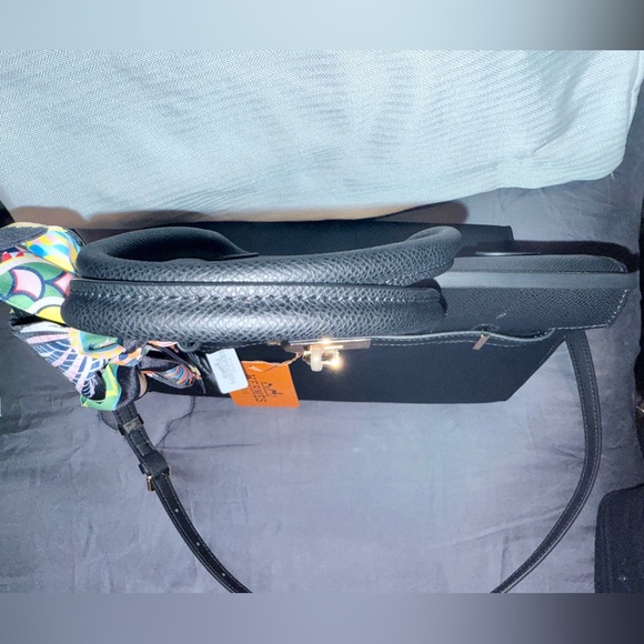 Elegant Black Handbag with Scarf Accent - Picture 10 of 15